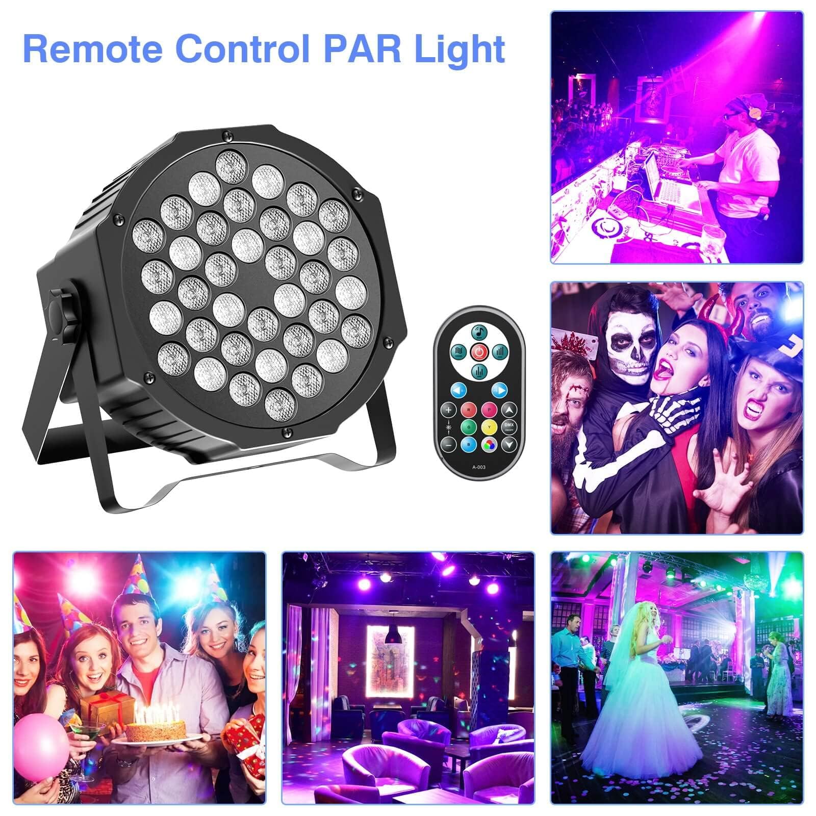 U'King 10-Pack 36LED RGB Par Lights - 7-Channel DMX & Remote Controlled DJ Party Lighting System with Sound Activation - Perfect for Birthday Parties, Bars, Dance Floors & Event Decorations