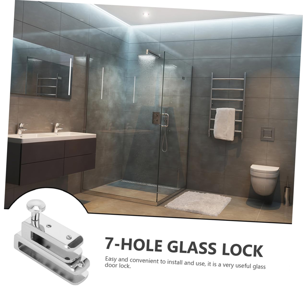 2-Pack Glass Door Lock for Bedroom, Shower & Patio - Sliding Door Security Lock with Zinc Alloy Cylinder, Child Safety Catch for Frameless Glass Doors (Home, Office, Hotel Use)