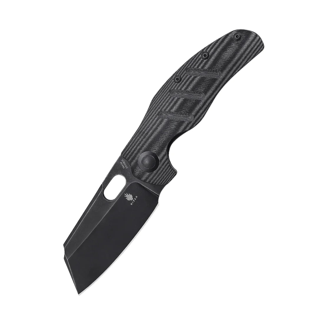 Kizer V5488C5 Sheepdog XL Folding Knife - 154CM Black Stonewash Blade, Black Micarta Handles - EDC, Camping, Hunting & Outdoor Survival Tool