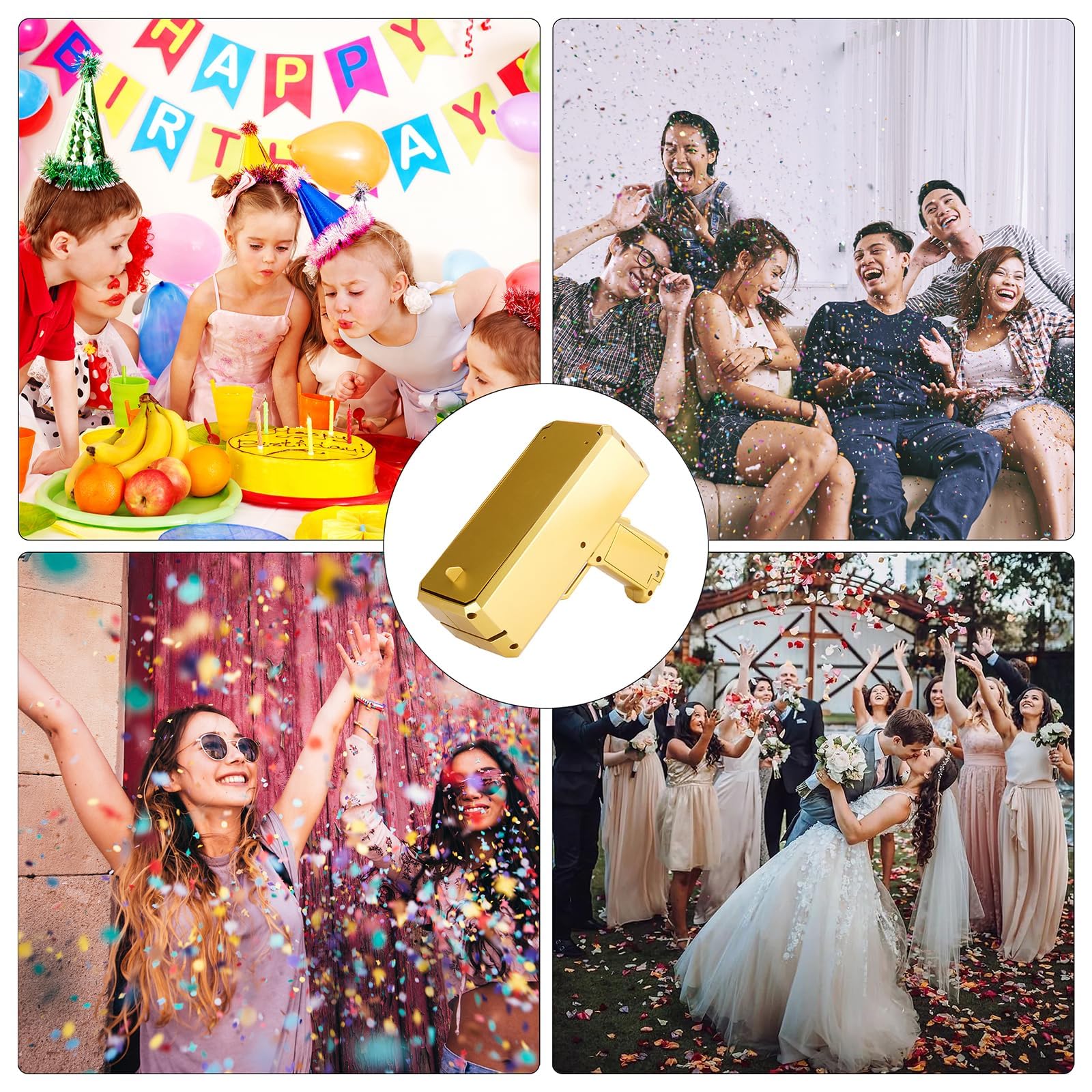 Realistic Prop Gold Money Shooter Gun - Fake Cash Gun, Money Thrower for Parties & Events | Wedding, Birthday, Christmas Celebration Accessory | Fun Money Scattering Toy for Festive Occasions