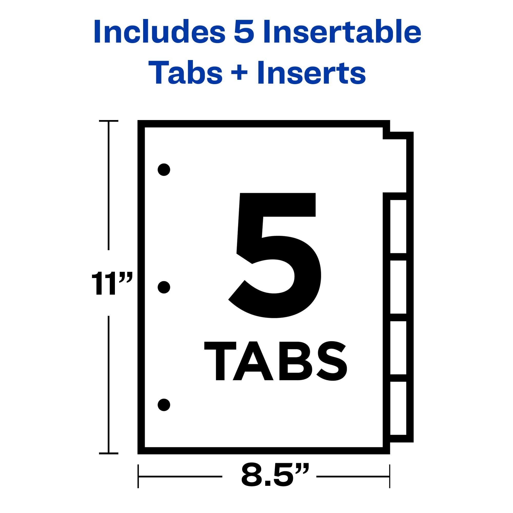 Avery 5-Tab Plastic Dividers for 3 Ring Binders, 24 Sets (11900) - Insertable Index Tabs for School, Office & Home Organization