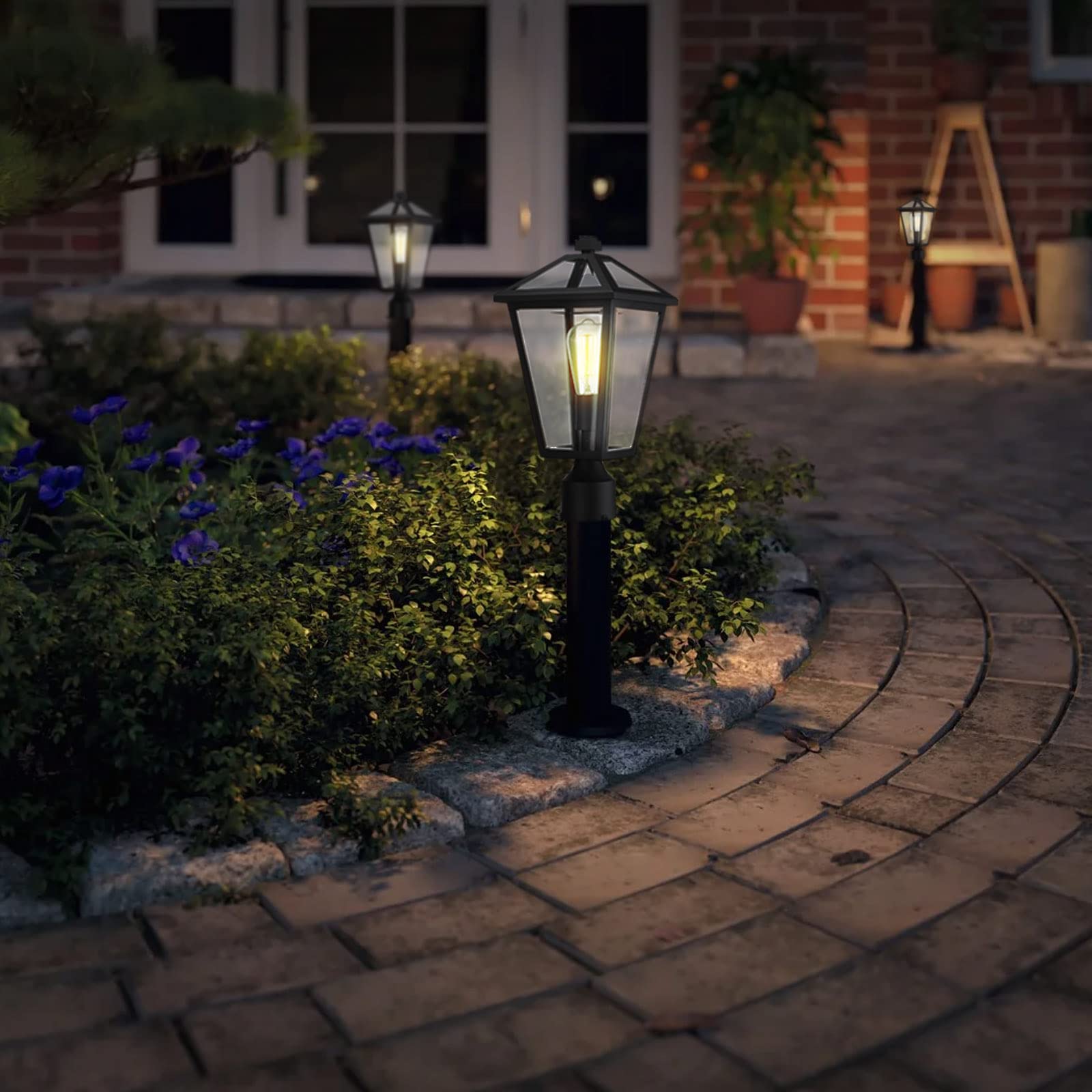 Outdoor Post Light Fixture - Black Aluminum Waterproof & Rust-Resistant Medium Size Lamp Post Lighting for Walkway, Driveway, Patio, Porch | Perfect for Garden, Yard, and Outdoor Pathway Illumination