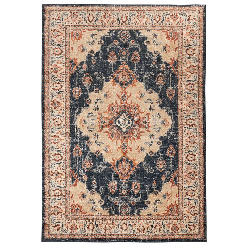 Octavia Oriental Medallion Indoor Area Rug - Traditional Persian Design Non-Slip Living Room Carpet for Home Decor