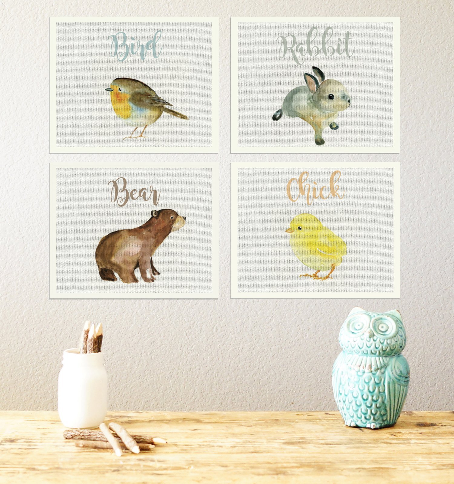Baby Animal Wall Art Prints - Set of 4 (11x14 Inches) | Nursery Decor, Kids Room Decor, Gender Neutral Nursery Wall Art | Perfect for Baby Rooms, Playrooms & Nursery Rhyme Themed Spaces