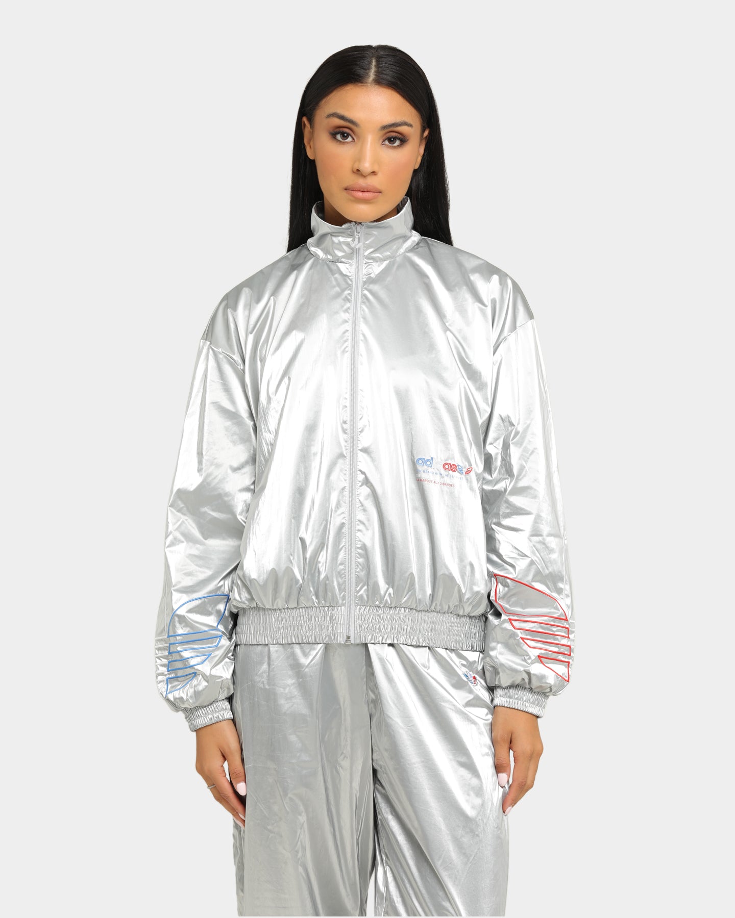 Adidas Women's Japona Track Jacket - Metallic Silver Lightweight Running Jacket for Women - Perfect for Jogging, Gym & Outdoor Activities