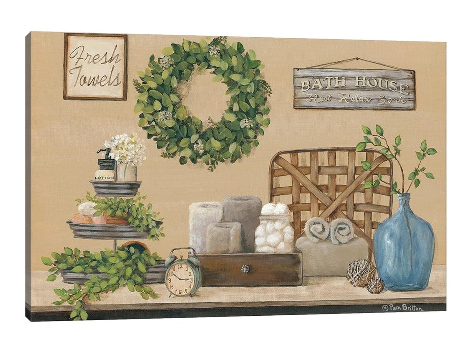 Vintage Farmhouse Kitchen Wall Art - Rustic Canvas Prints 18x24