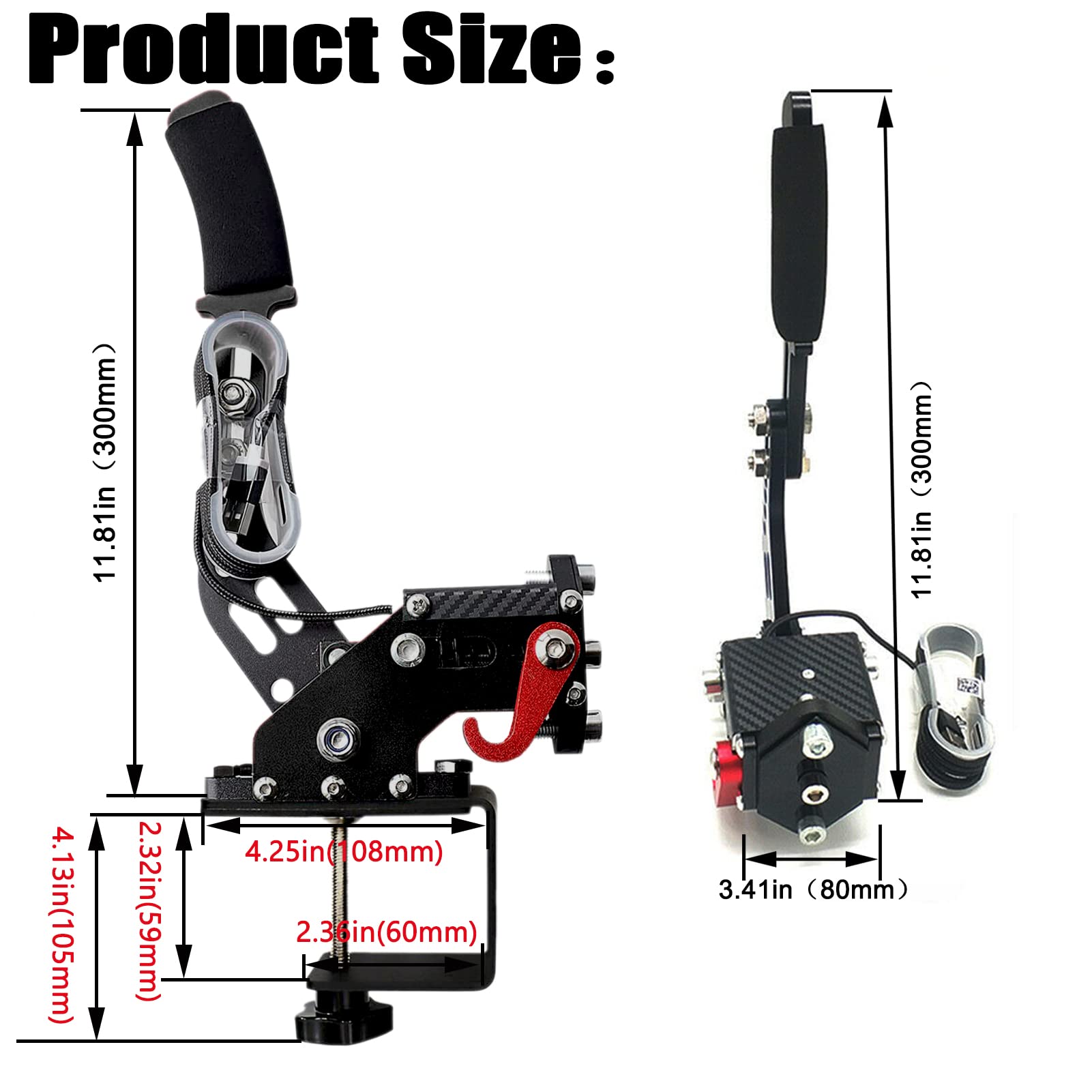Obokidly Upgraded USB Handbrake for Sim Racing - Compatible with Logitech G920, XBOX ONE/XBOX ONE S & PC - Black Ergonomic Hand Brake with Clamp for Realistic Drifting & Rally Games - Perfect for Racing Simulators & Gaming Setups