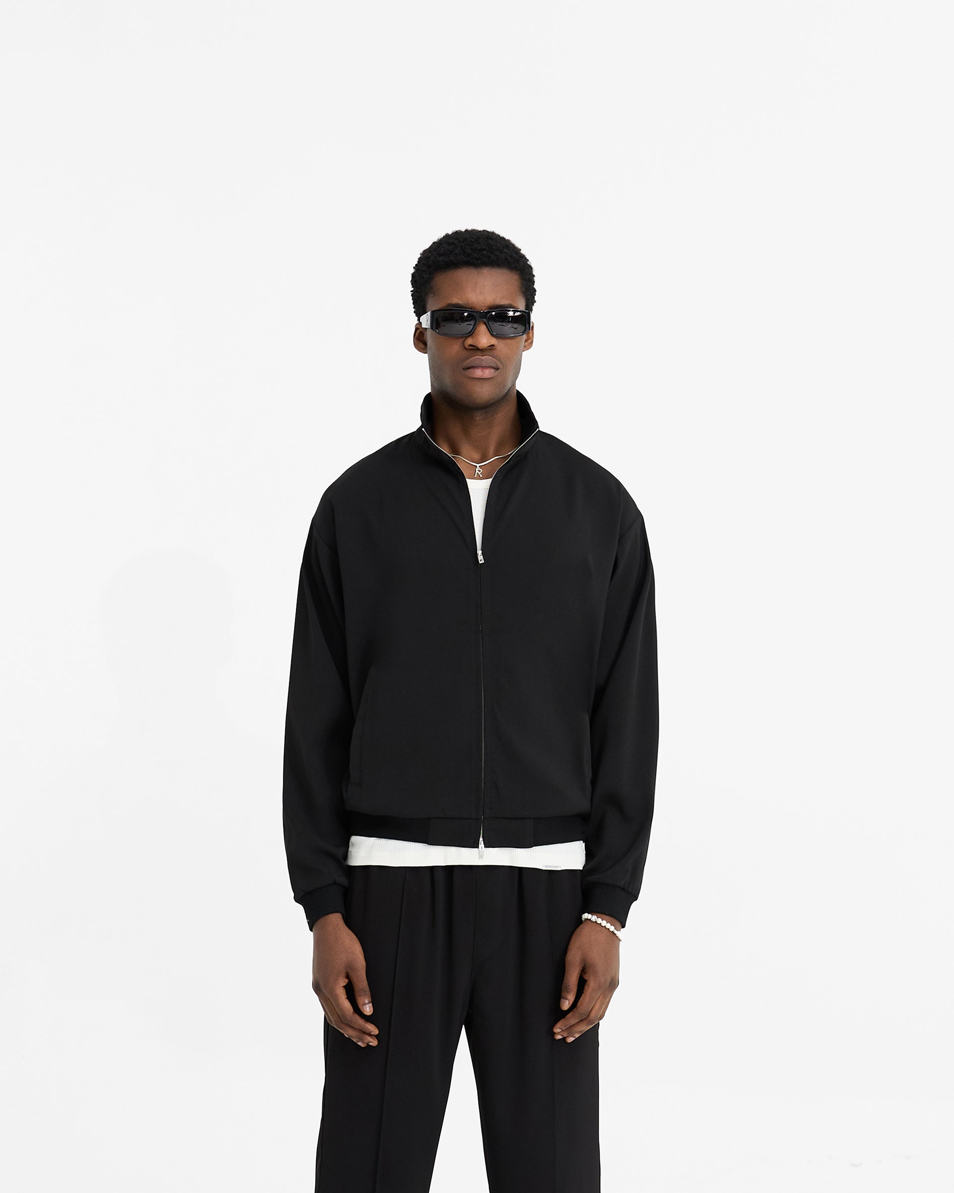 Initial Track Jacket - Black | Stylish Men's & Women's Lightweight Running Jacket for Outdoor Sports & Casual Wear