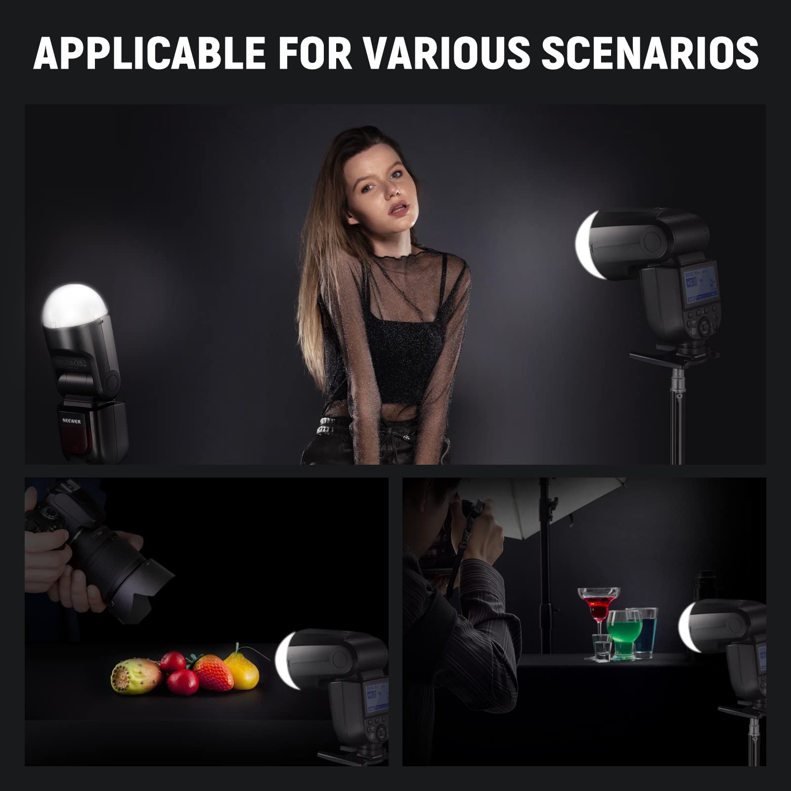 NEEWER Magnetic Dome Diffuser for Round Head Speedlite Flash - Magnetically Attached Light Modifier for Z1 Z2 Speedlite & M12 - Perfect for Portrait, Product & Event Photography