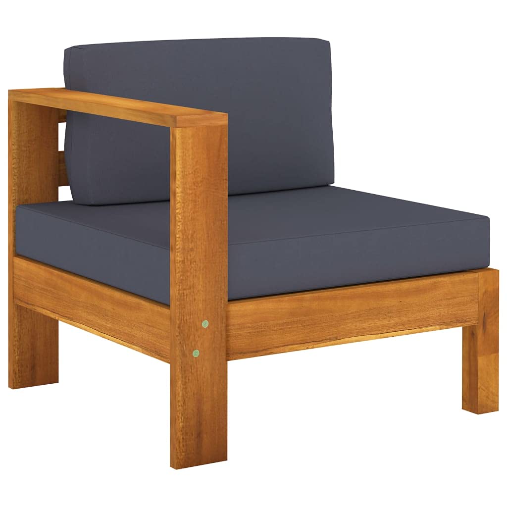 6-Piece L-Shaped Outdoor Patio Furniture Set - Acacia Wood Garden Sectional Sofa with Coffee Table & 5 Seat Cushions - Perfect for Backyard, Balcony, Poolside & Outdoor Lounge Areas