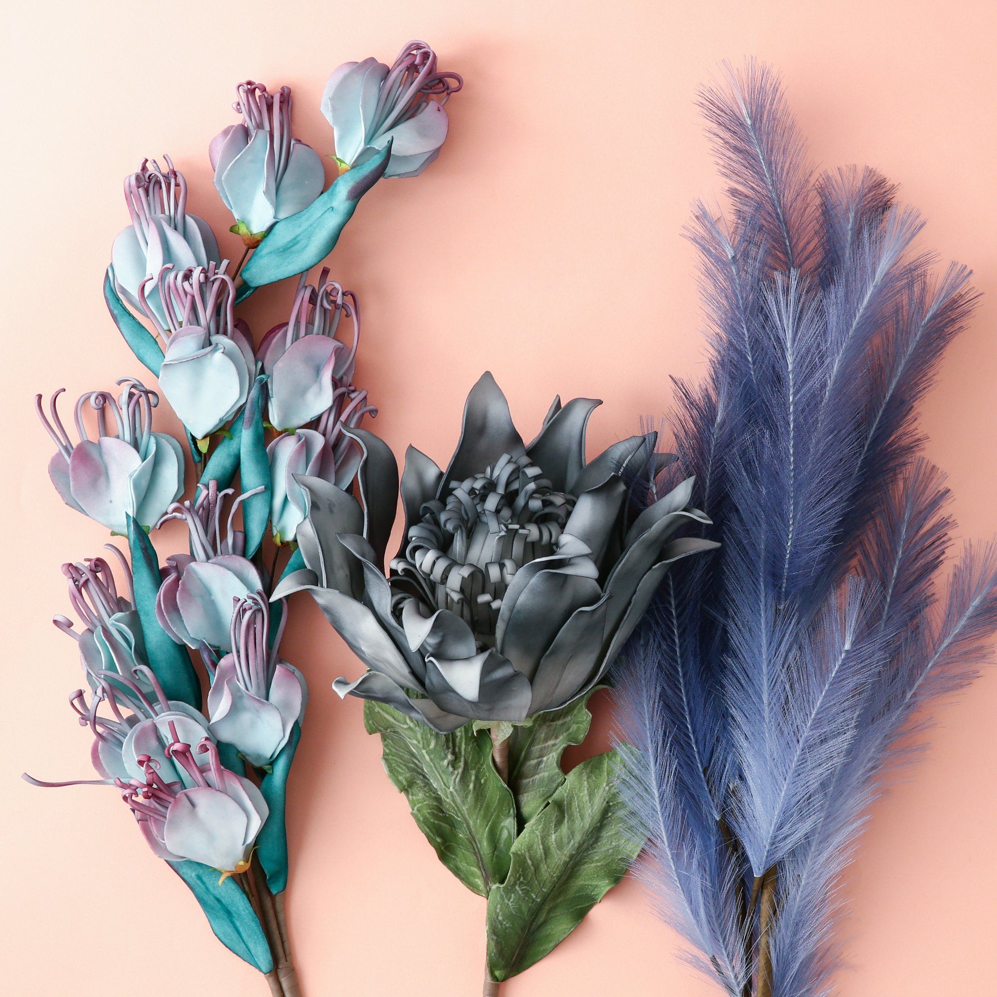 Premium Artificial Pampas Grass Decor - Navy Blue Faux Pampas for Home, Wedding & Boho Decor - Perfect for Vases, Centerpieces & Shelf Styling