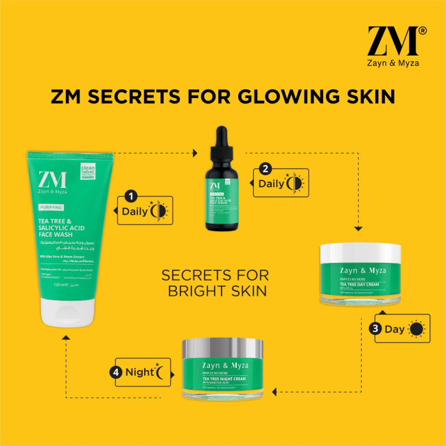 ZM Zayn & Myza Tea Tree & Salicylic Acid Acne-Fighting Face Wash - Deep Cleansing for Oily & Acne-Prone Skin - Perfect for Daily Skincare Routine & Post-Workout Refreshment