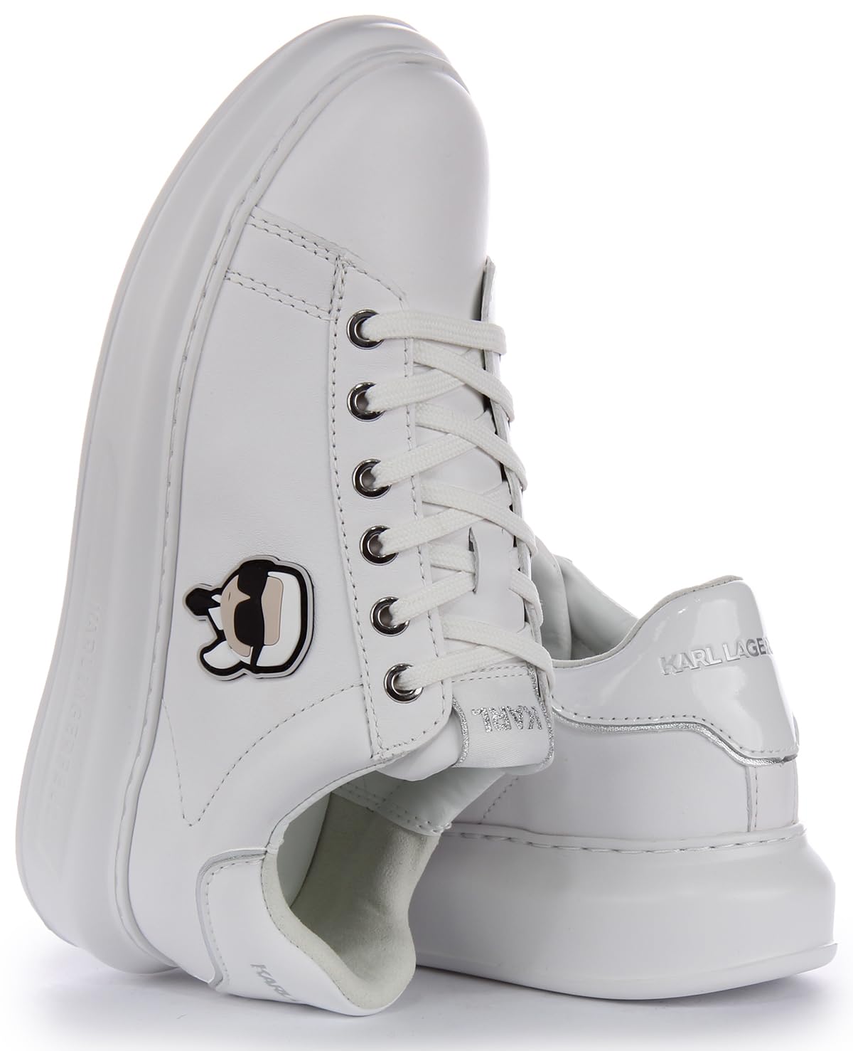 KARL LAGERFELD Kapri NFT Low Lace-Up Women's Sneakers in White & Pink | Fashionable Comfort for Casual Wear, Street Style & Everyday Outfits