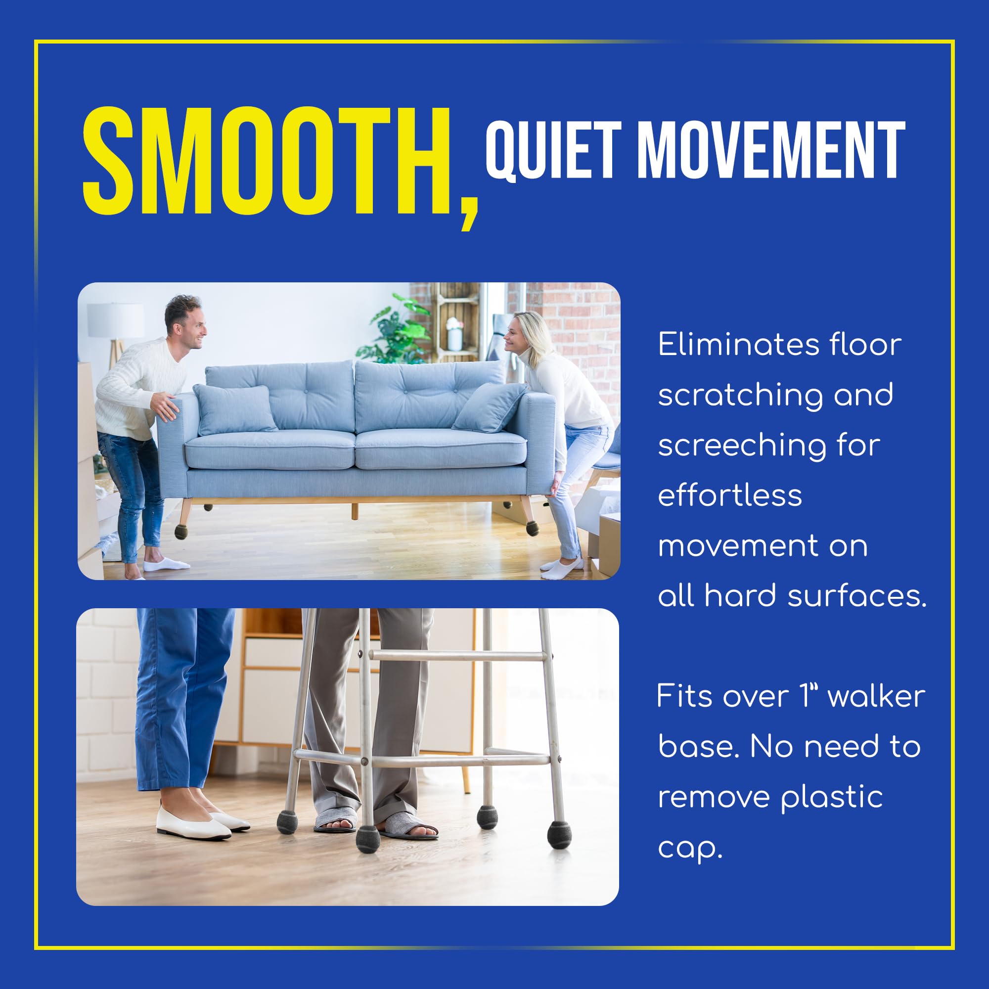 Precut Tennis Balls for Walkers & Chairs – Heavy-Duty Non-Slip Glide Pads for Tables & Desks – 2 Inch Grey Floor Protectors (3 Pairs) – Scratch-Resistant Mobility Aid Accessories – Perfect for Elderly Safety & Furniture Protection