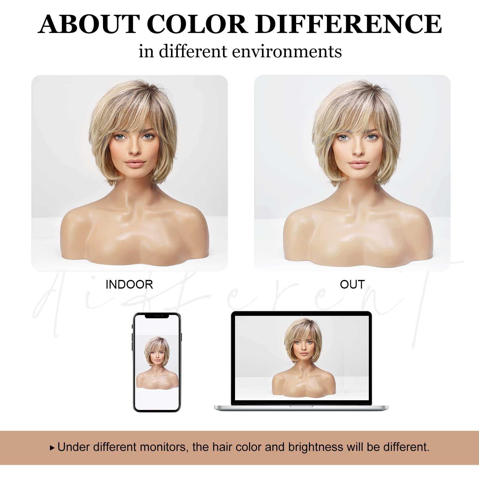EMMOR 100% Human Hair Lace Front Wig for Women - Natural Layered Wavy Ombre Light Blonde Mixed Brown Hand-Tied Wig | Perfect for Daily Wear, Parties & Special Occasions