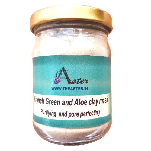 Aster French Green Clay Mask with Aloe Vera - 60g | Deep Cleansing, Exfoliating & Pore Minimizing Facial Mask for All Skin Types | Detox & Glow Treatment for Acne, Oily & Combination Skin