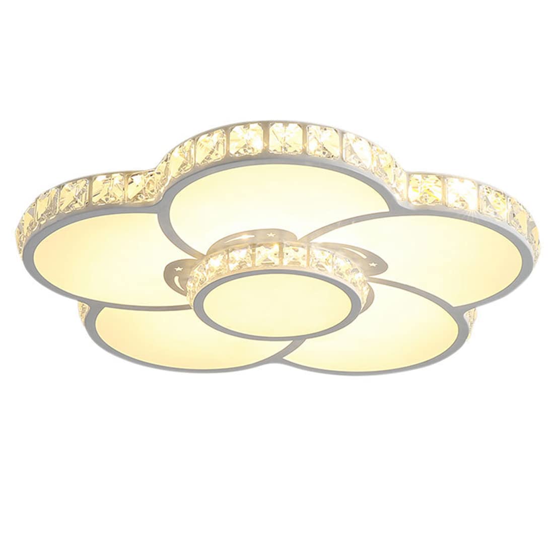 48W LED Ceiling Light - Modern Crystal Flower Design, Dimmable Panel Light with Remote Control, Ø60cm White LED Lighting for Living Room, Bedroom, Office, Dining Room & Kids Room | Energy-Efficient, Stylish Home & Office Decor