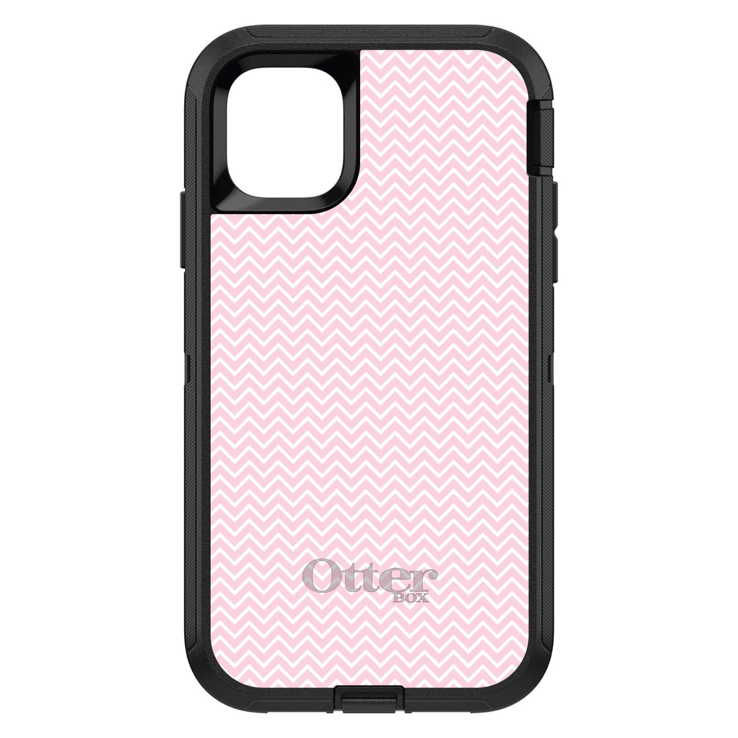 DistinctInk iPhone 11 Pro MAX Case (6.5 Inch) - Slim Protective Phone Cover with Pink & White Chevron Design - OtterBox Defender Replacement - Perfect for Everyday Use, Work & Travel