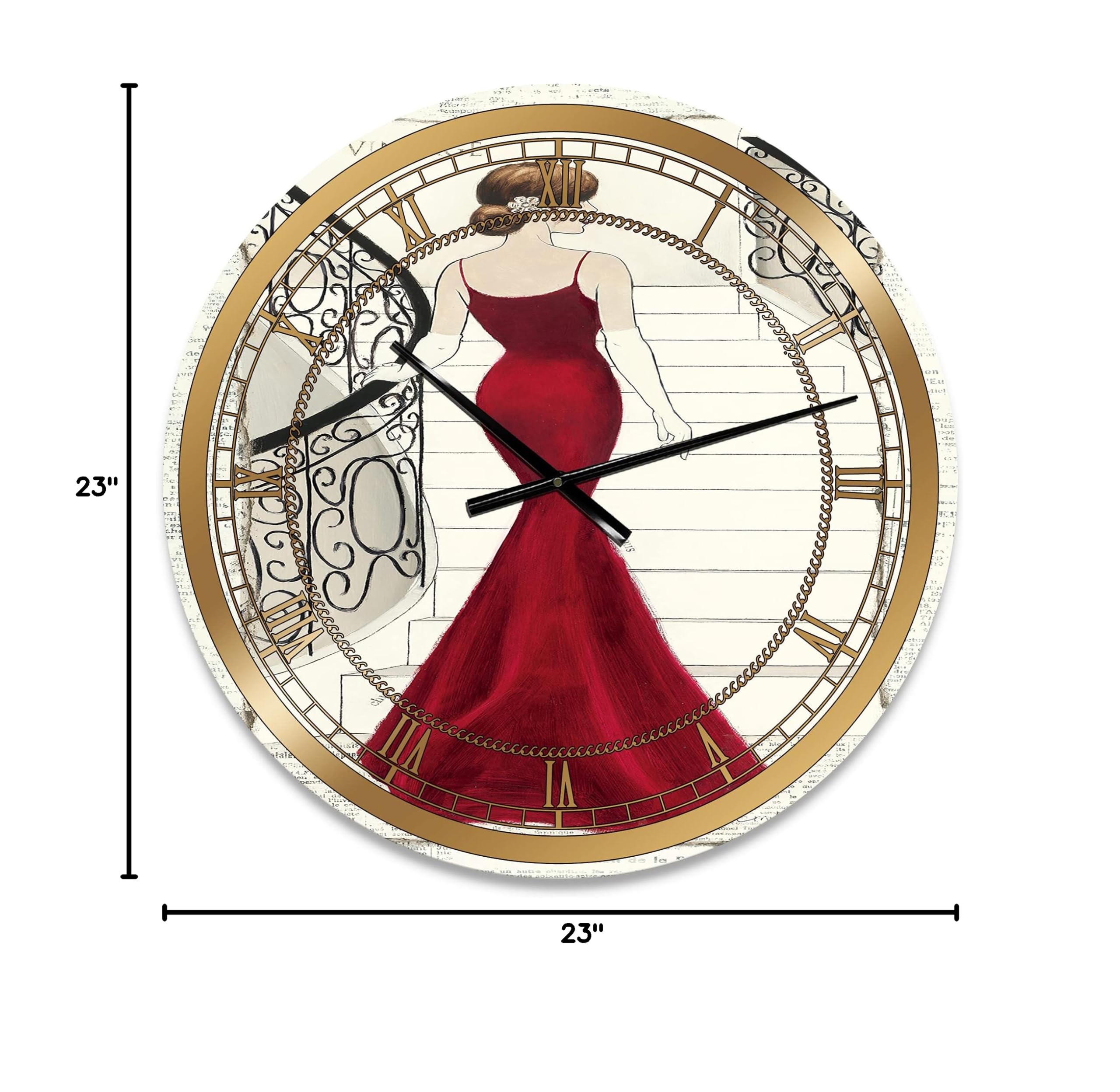 Elegant Glam Paris Diva III Wall Clock - Stylish Home Decor for Bedroom, Bathroom, Office & Living Room | Perfect for Modern Interior Design & Gift Giving