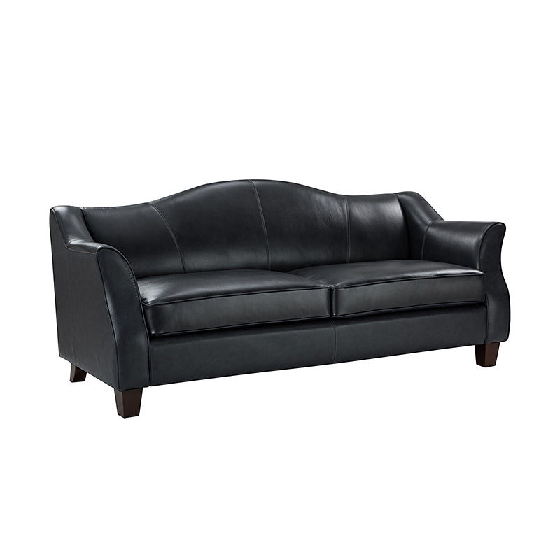 Hugo Traditional Style Curved Genuine Leather Sofa - Elegant Living Room Furniture for Home, Office & Lounge Decor