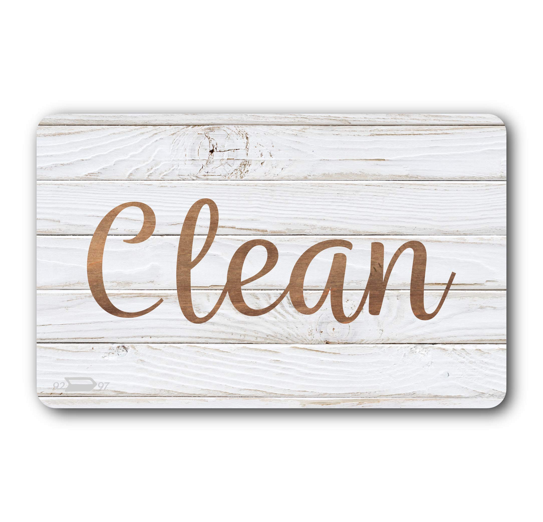 Dark Brown Wooden Clean Dirty Magnet for Dishwasher - Reversible Double Sided Strong Kitchen Flip Indicator with Bonus Universal Magnetic Plate - Perfect for Kitchen Organization & Dishwasher Status Notification