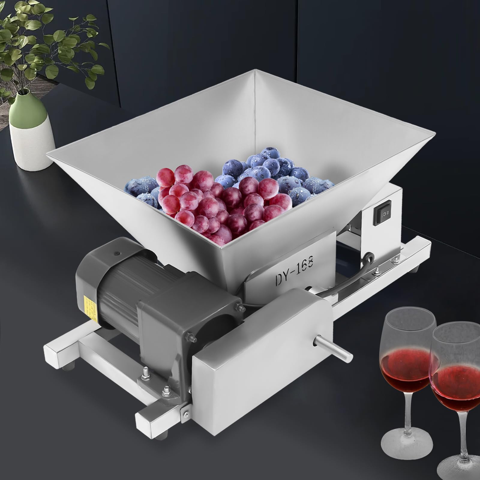 Commercial 4L/1.06Gal Electric Fruit Crusher - 60W 110V Stainless Steel Apple Grinder for Wine, Cider Pressing & Bread Making - Perfect for Home Brewing, Juice Extraction & Large Batch Food Processing