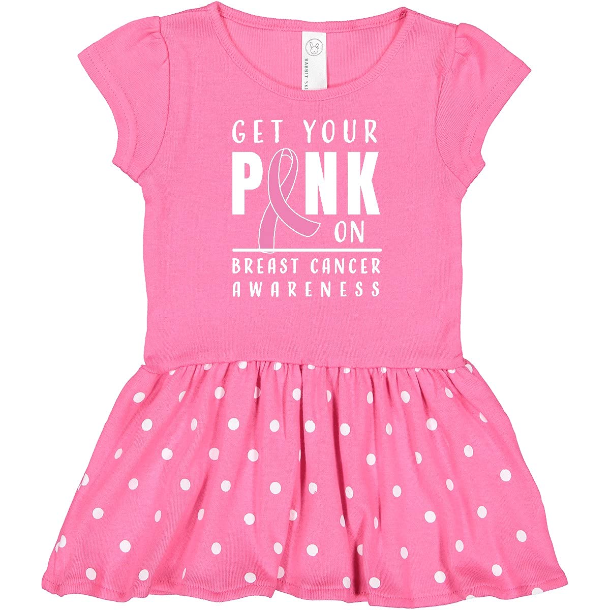 Inktastic Breast Cancer Awareness Pink Ribbon Infant Dress - Cute Baby Outfit for Support & Fundraising Events, Walks, and Everyday Wear
