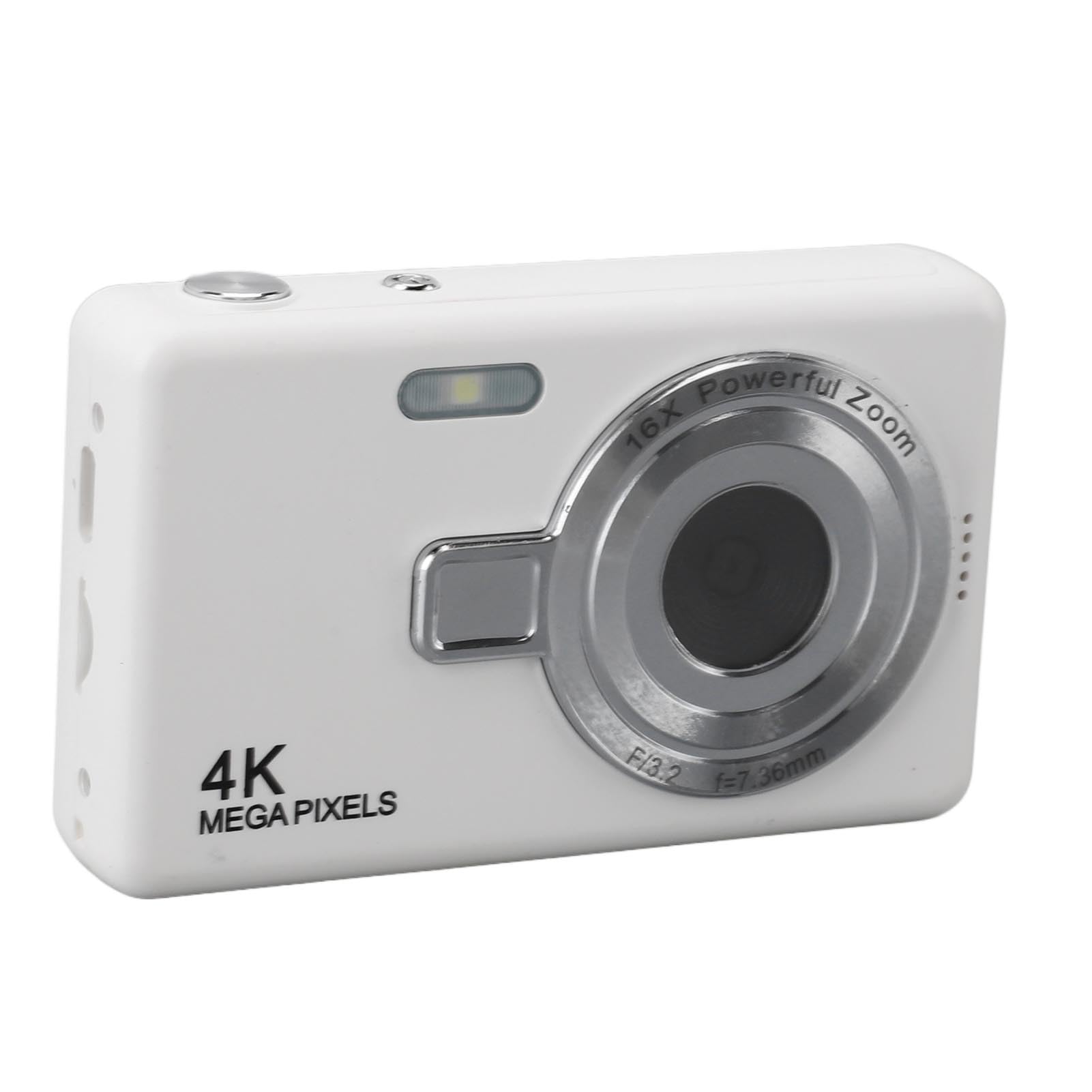 1080P Autofocus Digital Camera with 16X Zoom - 12MP Compact Point and Shoot Camera with 2.4 Inch TFT Screen - Perfect Gift for Kids, Boys & Girls (White) - Great for Travel, Birthday Parties & School Projects