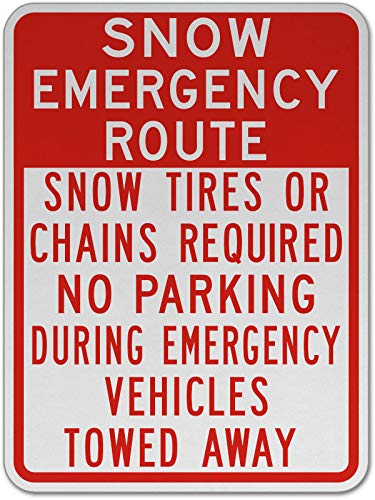 Snow Emergency Route Sign K7 - 12x8 Inch Weatherproof Aluminum Traffic Sign for Warehouse & Street Safety (0.04 Thickness) - Perfect for Winter Road Conditions & Industrial Safety Marking