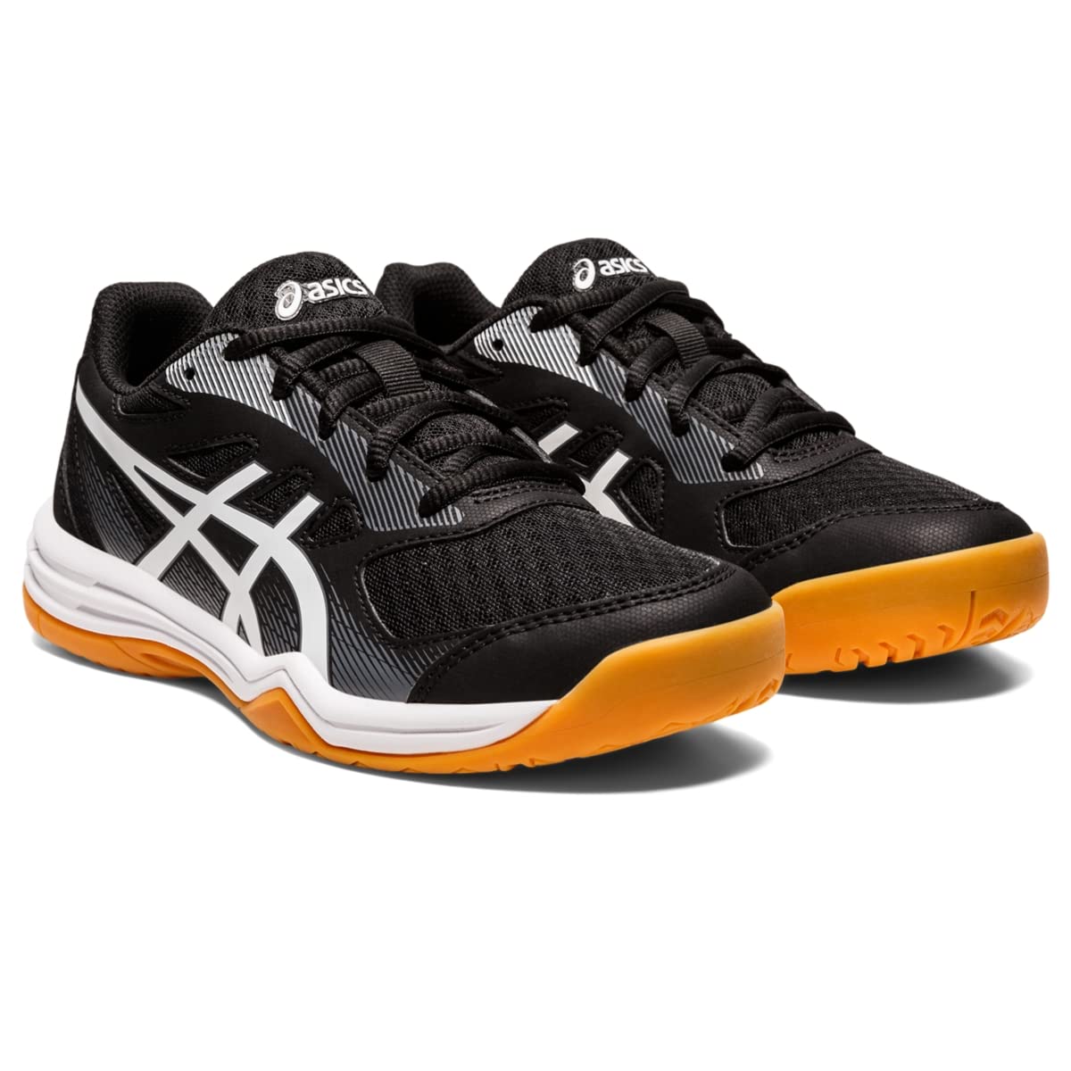 ASICS Upcourt 5 GS Kids Tennis Shoes - Black/White - Size 2 Little Kid - Lightweight & Durable for School, Sports & Daily Wear