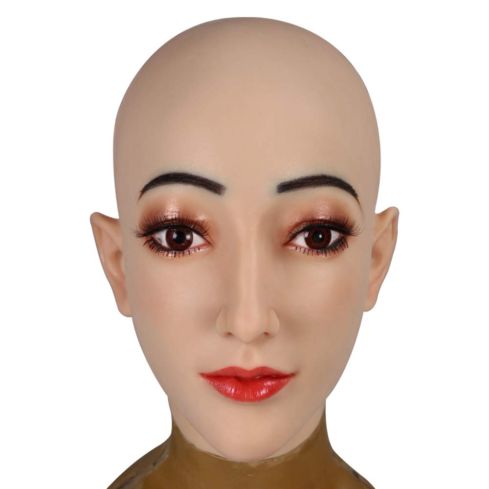 YIQI Realistic Silicone Male to Female Head Mask - Handmade Transgender & Crossdresser Costume Accessory for Cosplay, Halloween, and Theater Performances