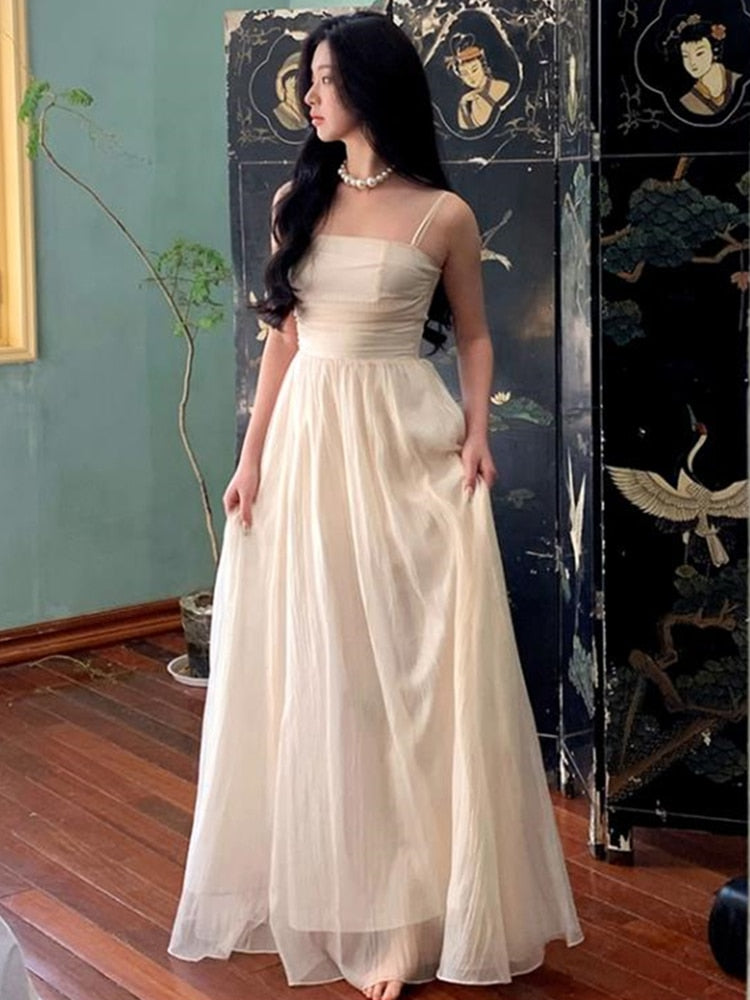 Elegant Women's Sleeveless Long Strap Dress - Perfect for Summer Parties, Weddings & Special Occasions