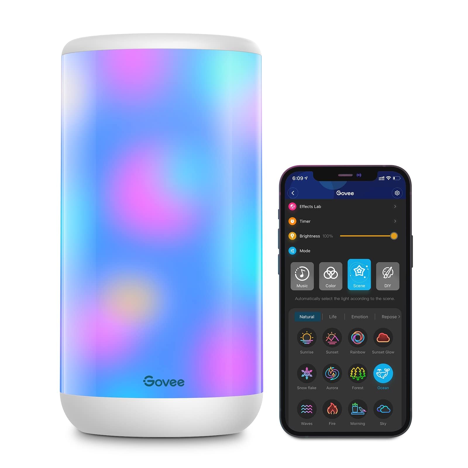 Govee RGBIC Smart Table Lamp with Alexa & Music Sync - 43 Color Changing Scene Modes, Dimmable LED Night Light for Bedroom Decor (Corded Electric) - Perfect for Home Office, Gaming Setup & Relaxation