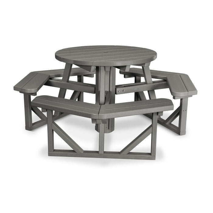 POLYWOOD 36-Inch Round Outdoor Picnic Table - Durable All-Weather Resin Furniture for Patio, Garden, Backyard & Poolside Dining