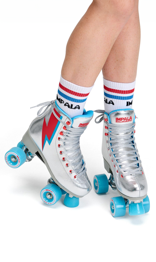 Impala Roller Skates for Women - Argentum Silver Quad Skates with Light-Up Wheels for Outdoor & Indoor Skating, Rink, Fitness & Fun