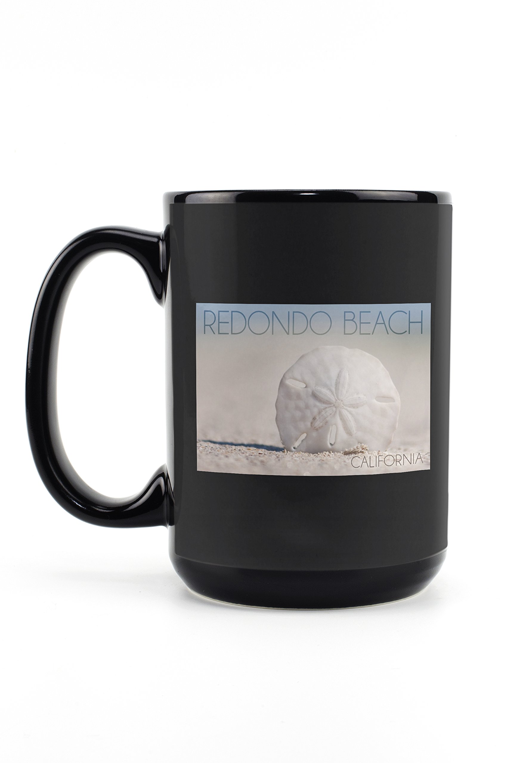 Lantern Press Redondo Beach California Sand Dollar Ceramic Mug - 15oz Black Coffee & Tea Cup, Dishwasher & Microwave Safe - Perfect for Beach Lovers, Home & Office Use