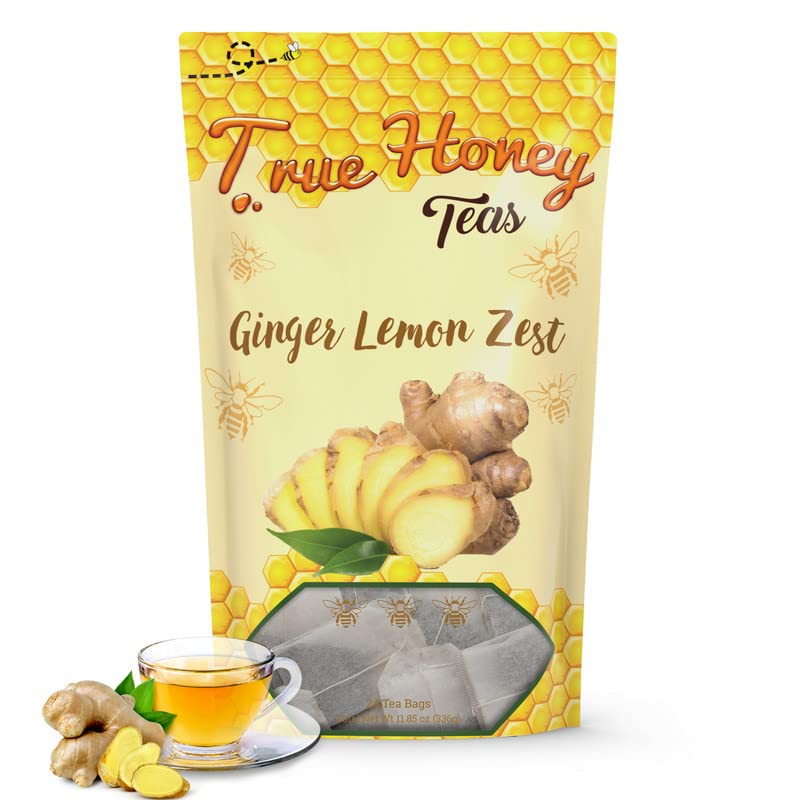 Organic Honey Lemon Ginger Tea Bags - 24 Count for Healthy Digestion & Wellness - Caffeine-Free Herbal Tea for Relaxation