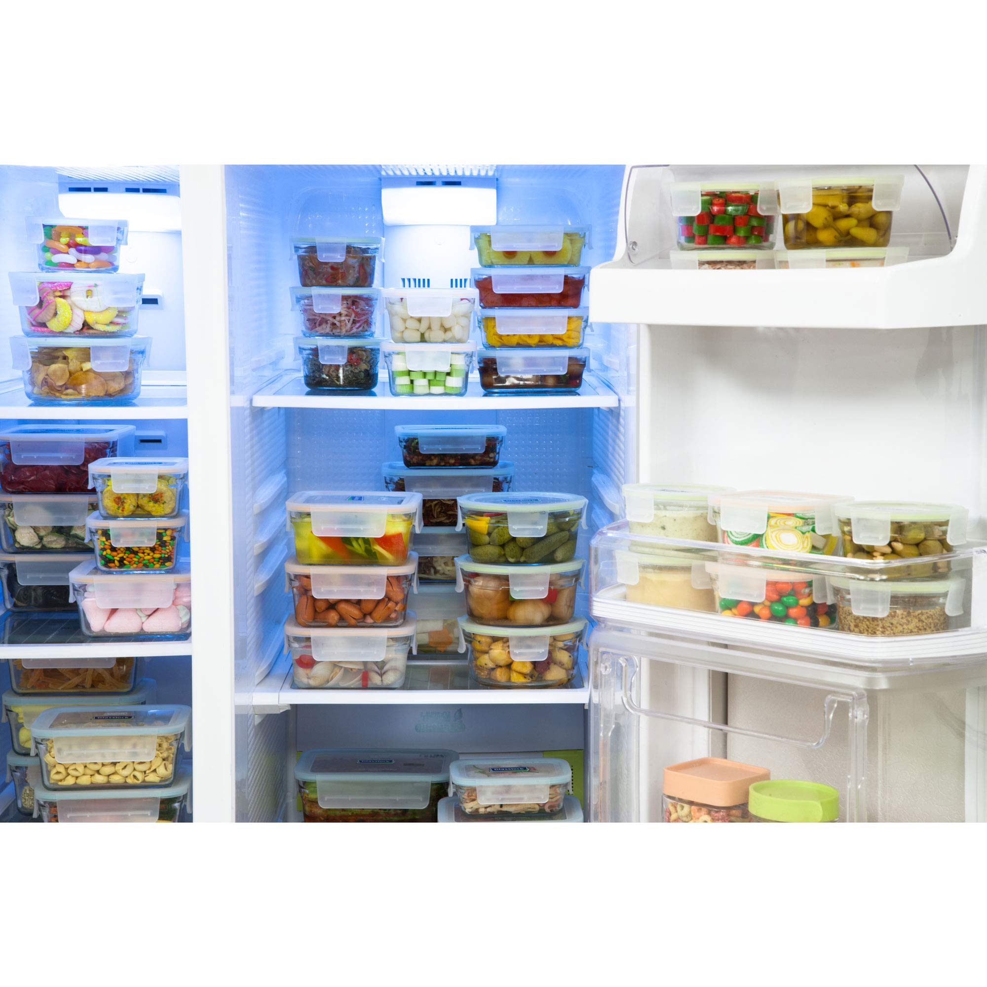 Glasslock 28-Piece Glass Food Storage Containers Set - Oven, Microwave & Freezer Safe - Airtight BPA-Free Containers for Meal Prep, Leftovers & Kitchen Organization