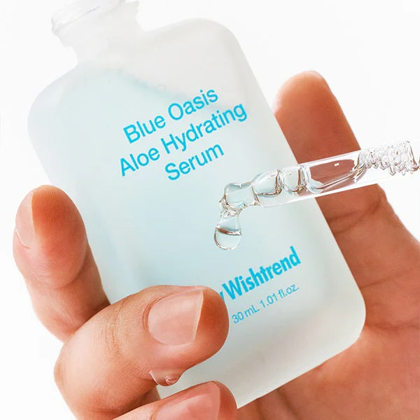 By Wishtrend Blue Oasis Aloe Hydrating Serum 30ml - Soothing Facial Moisturizer for Dry & Sensitive Skin - Perfect for Daily Skincare Routine & Post-Sun Care