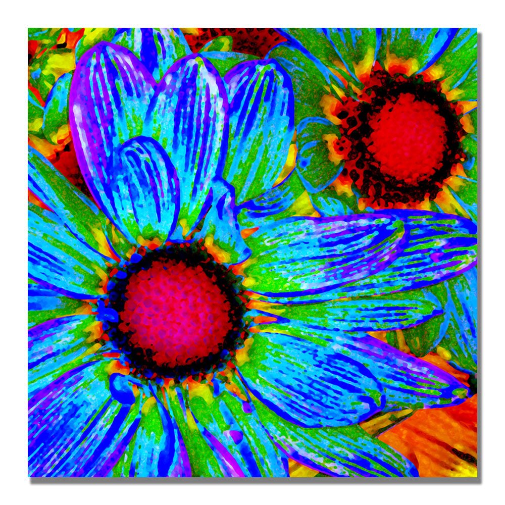 Amy Vangsgard Pop Daisies III Canvas Wall Art - 35x35 Inch Floral Home Decor for Living Room, Bedroom & Office