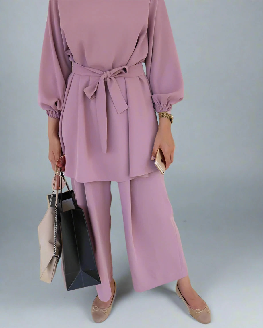 Modest Long Sleeve Tops & Pants Set for Muslim Women - Loose Fit Prayer Outfit, Hijab Fashion, Everyday Wear