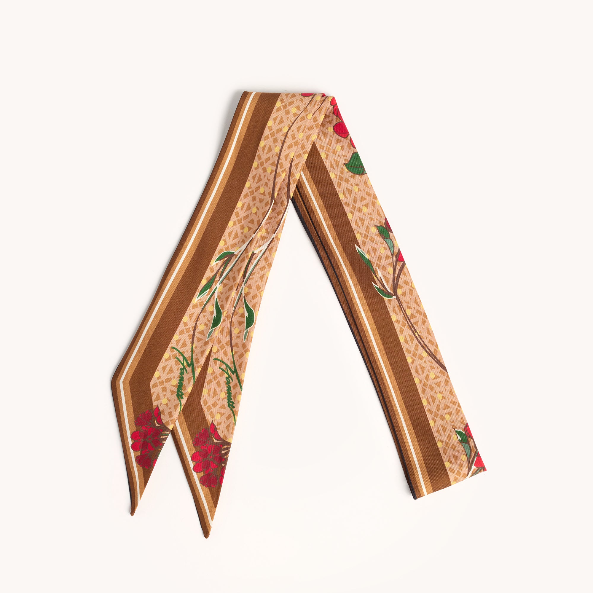 Luxury Silk Scarf with Signature Vine Pattern - Elegant Womens Fashion Accessory for Office, Party & Special Occasions