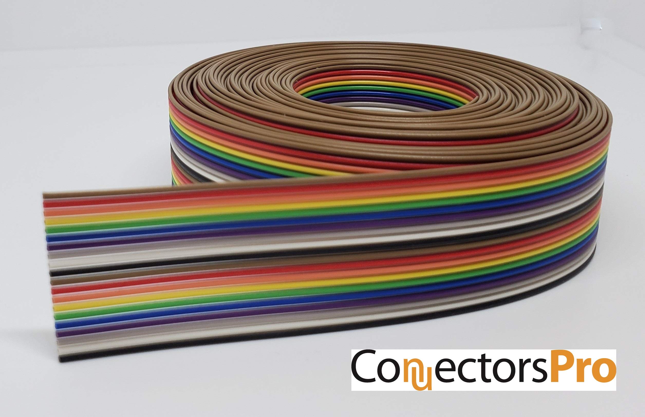 Rainbow Flat Ribbon Cable 10ft - 20 Conductors for 2.54mm Connectors | PC Accessories & DIY Projects