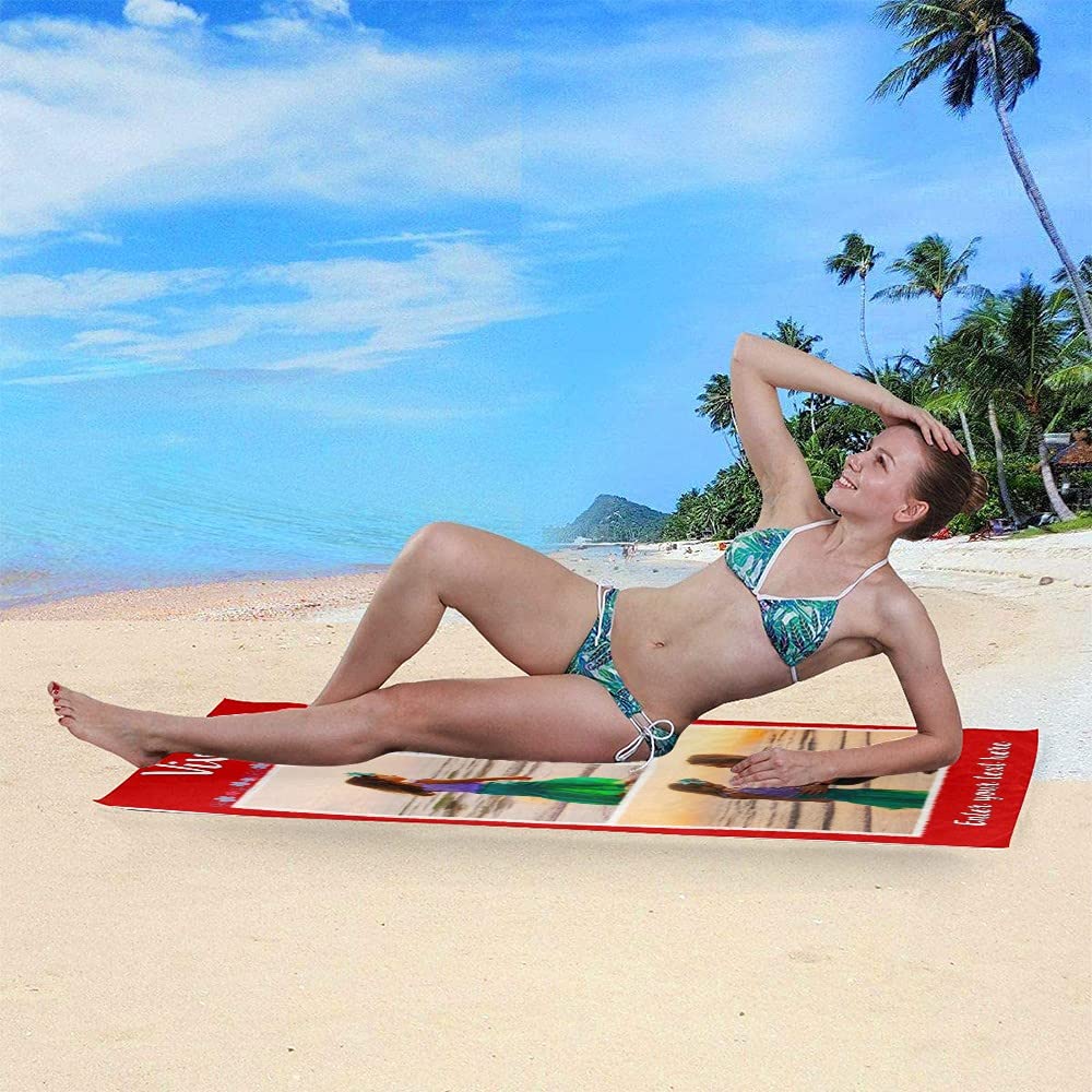 Custom Photo Beach Towel for Women - Personalized Bath Towel with Text & Picture - 30x60 Inch Large Towel - Perfect for Pool, Beach, Vacation & Gifts