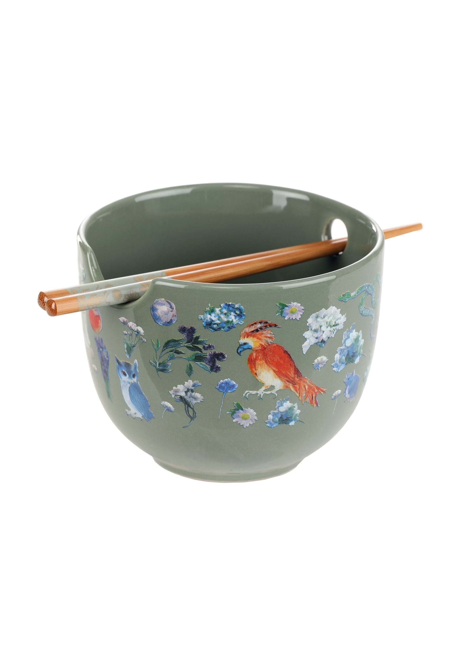 Harry Potter Fantasy Floral Ceramic Ramen Bowl - Silver Buffalo Official - Perfect for Anime Fans, Ramen Lovers & Collectible Gift Giving