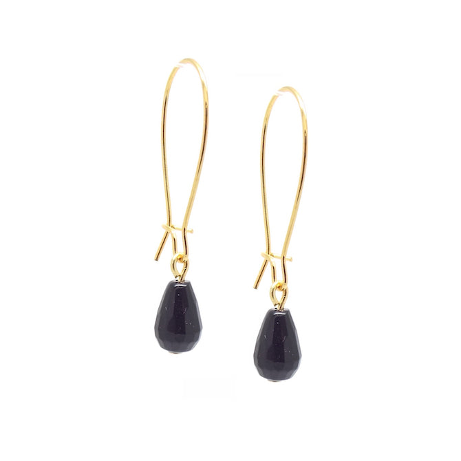 Black Quartz Drop Earrings for Women - Elegant Dangle Jewelry for Parties, Weddings & Evening Events
