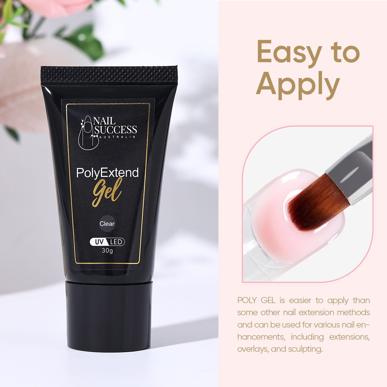PolyGel PolyExtend Gel in a Tube - Professional Nail Extension Kit for Salon & DIY Manicures at Home