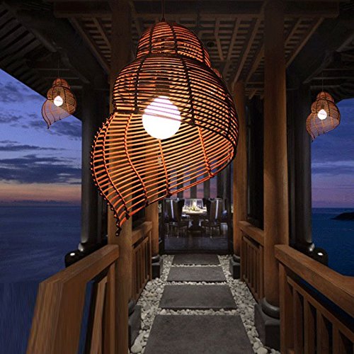 Rattan Snail Ceiling Pendant Light - Modern Farmhouse Dining Room Chandelier, Creative Garden & Study Room Hanging Lamp for Cafe, Restaurant, and Home Decor (Coffee Brown) - Perfect for Boho, Coastal, and Rustic Interior Design Styles
