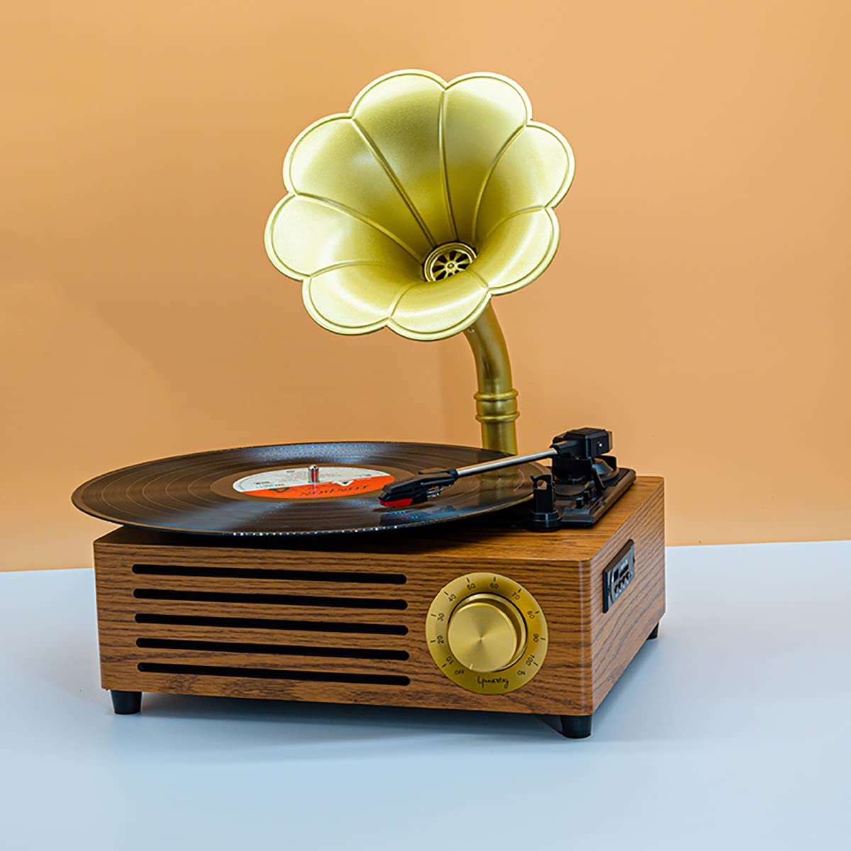 Retro Bluetooth Record Player with Built-in Speakers - 3-Speed Vinyl Turntable with Wireless Connectivity & Enhanced Sound Quality | Perfect for Vintage Home Decor, Living Room Entertainment & Vinyl Collection Playback