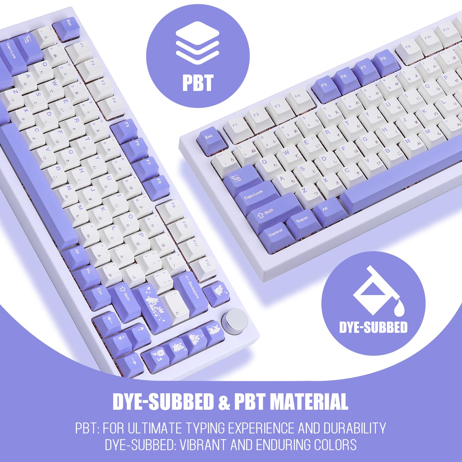EPOMAKER Bunny 134-Key PBT Keycaps for Mechanical Keyboards - Gaming & Typing